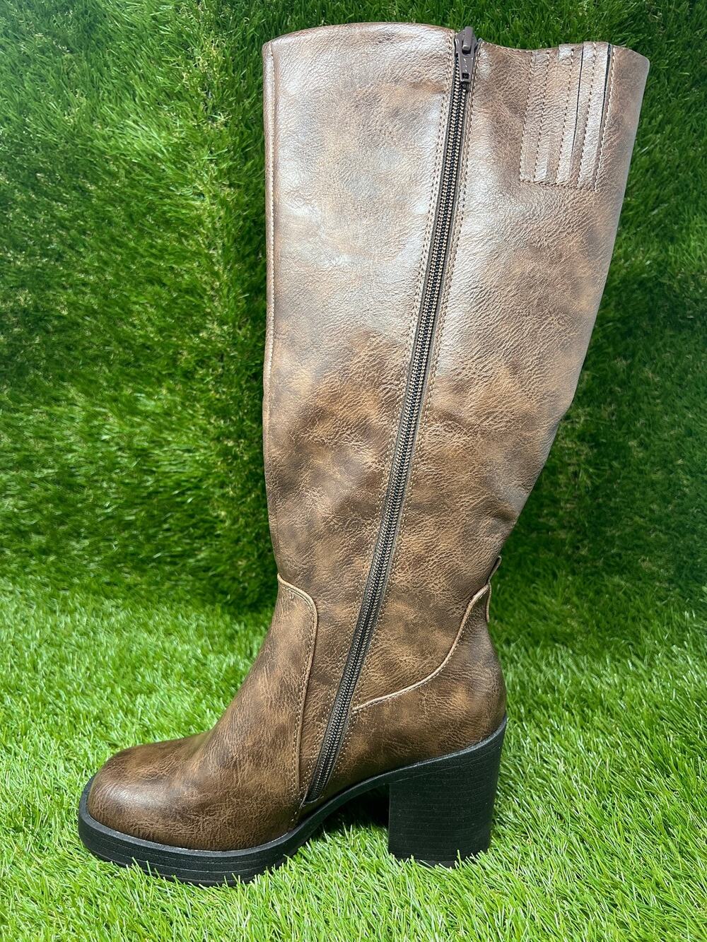 White Mountain Women's 7.5M Mackle Mocha Brown Tall Boots